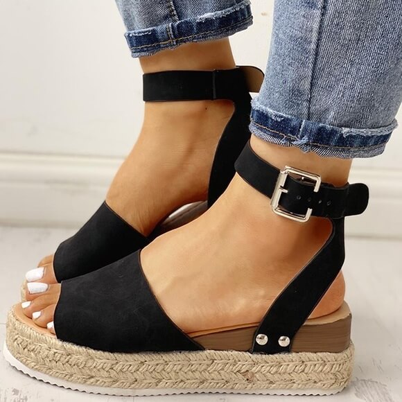 Damen Espadrille Plateau-Sandalen mit Knöchelriemen – Modische Sommerschuhe für Alltag und Urlaub