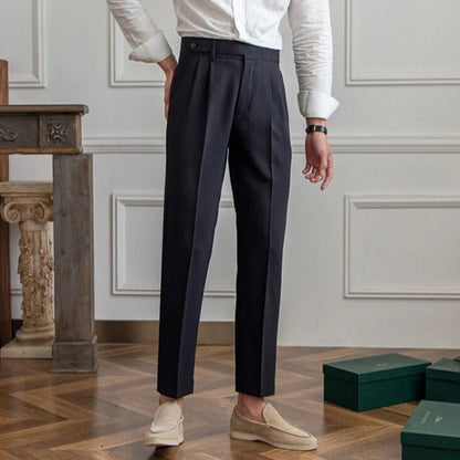 Herren Bundfaltenhose Beige Kurz Geschnitten Casual Business