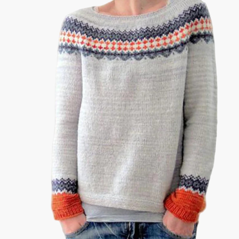 Damen Vintage Strickpullover – Gemustert, Bequem, Ideal für Alltag und Freizeit