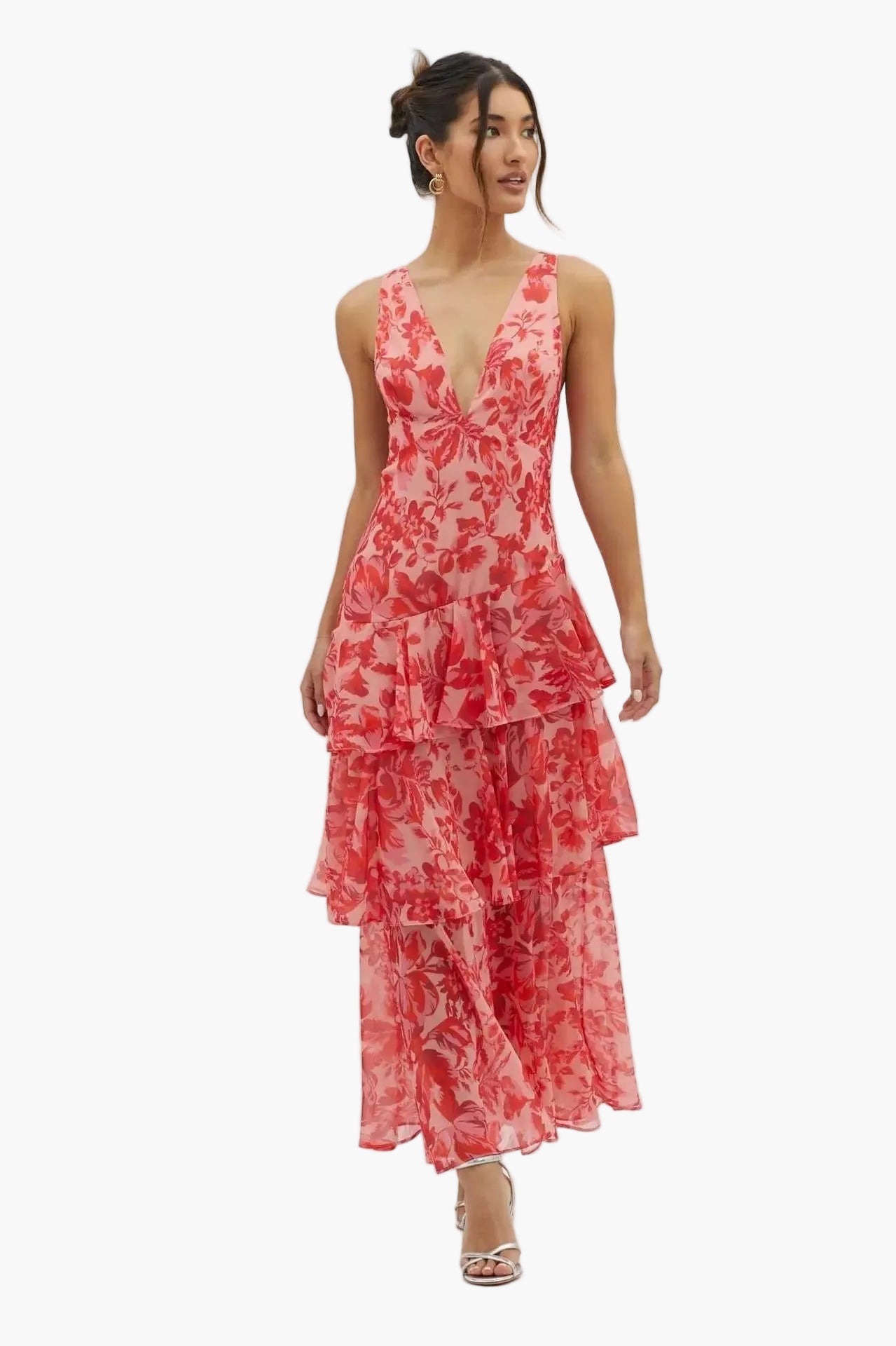 Damen Maxi Abendkleid Elegant Plissee Rüschen Sommerfest