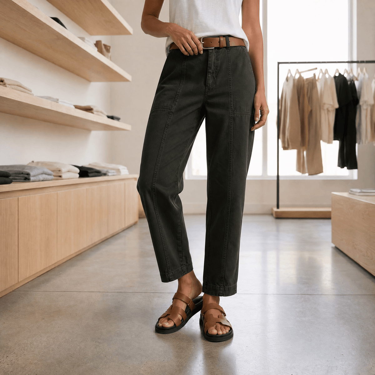 Damen Cargohose mit hoher Taille und Seitentaschen