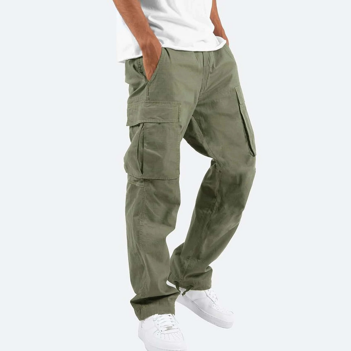 Herren Cargo Hose mit aufgesetzten Taschen und geradem Bein