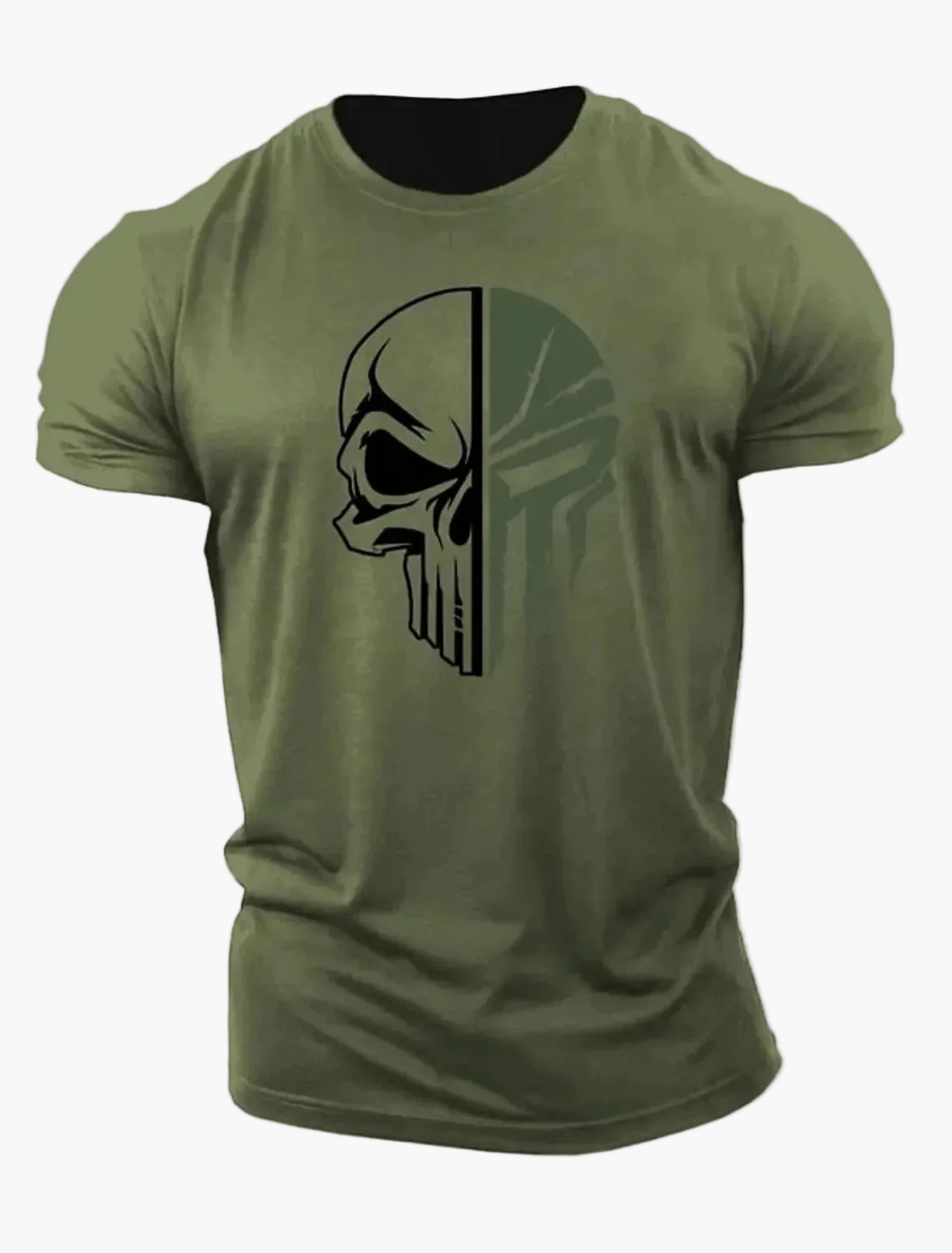 Herren T-Shirt mit Military Skull 3D Print – Oversized Fitness & Streetwear