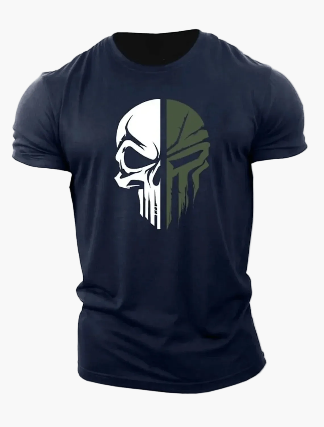Herren T-Shirt mit Military Skull 3D Print – Oversized Fitness & Streetwear