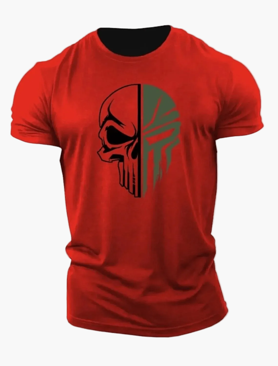 Herren T-Shirt mit Military Skull 3D Print – Oversized Fitness & Streetwear