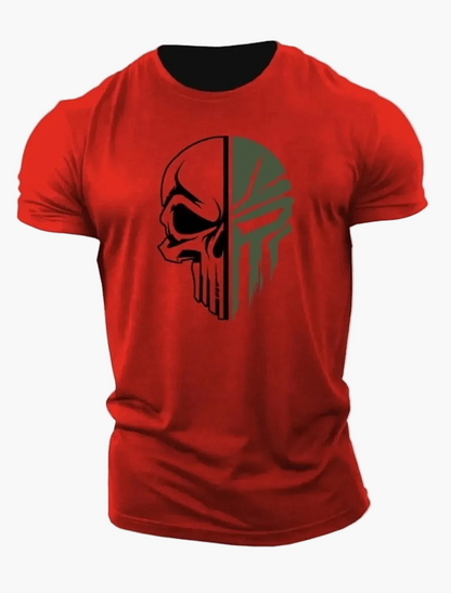 Herren T-Shirt mit Military Skull 3D Print – Oversized Fitness & Streetwear