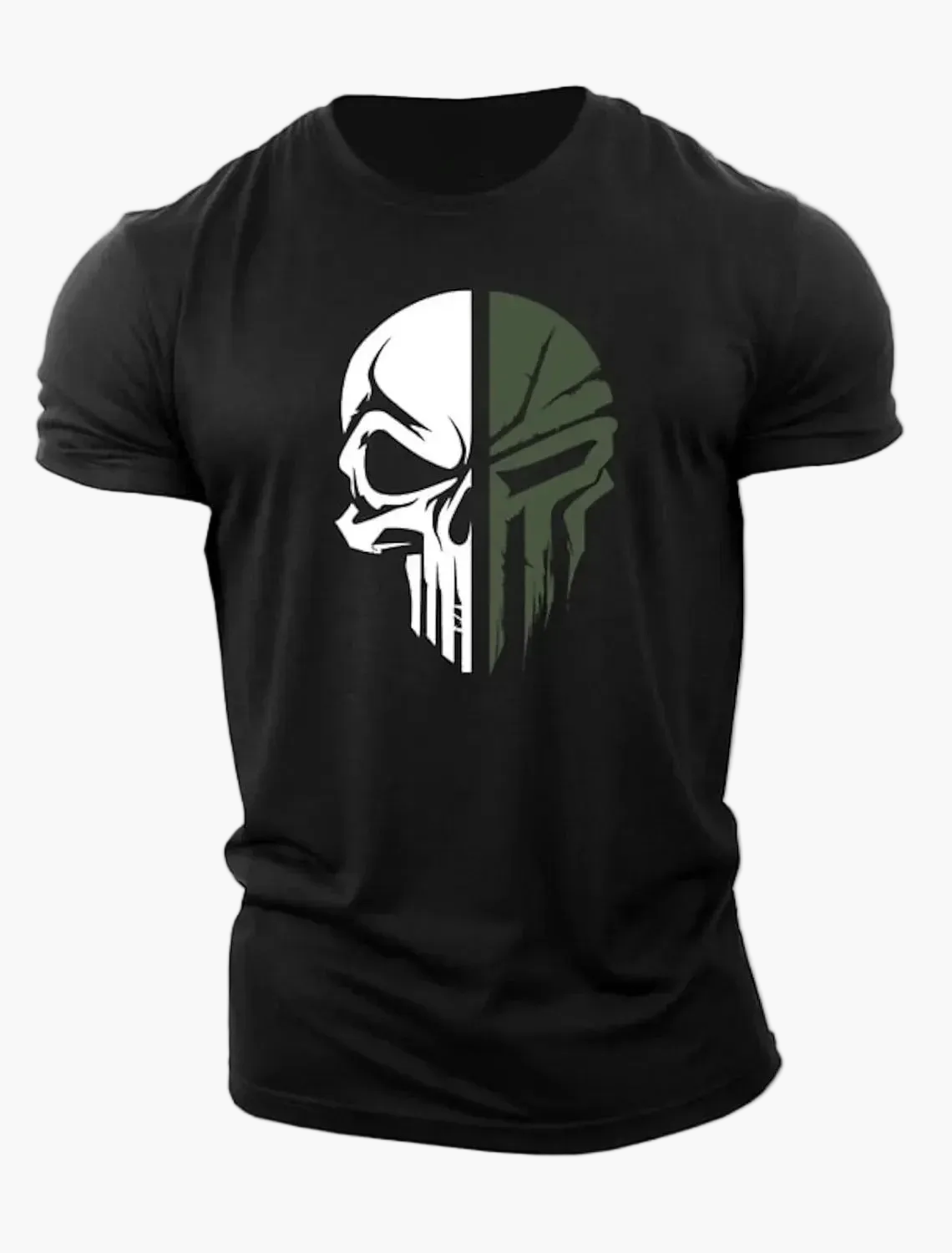 Herren T-Shirt mit Military Skull 3D Print – Oversized Fitness & Streetwear
