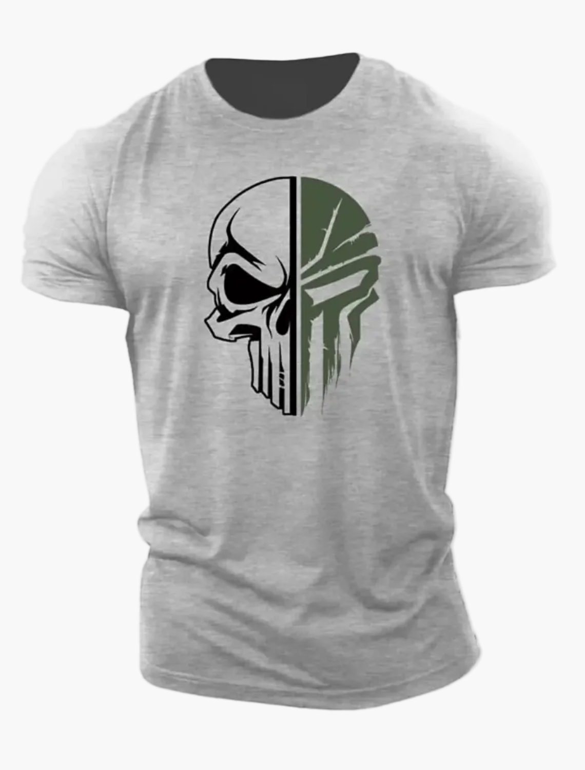 Herren T-Shirt mit Military Skull 3D Print – Oversized Fitness & Streetwear
