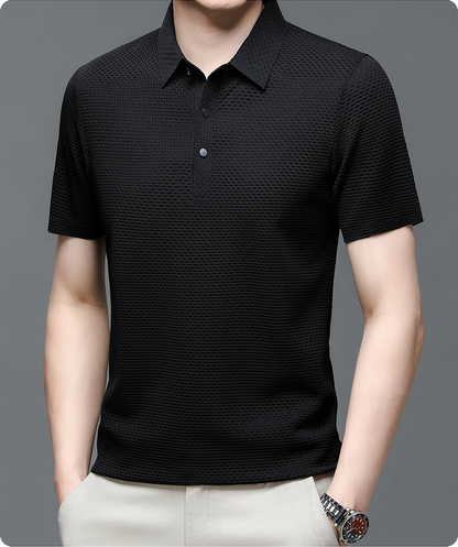 Herren Polohemd mit Strukturmuster – Eleganter Freizeitstil für Sommer, Sport & Alltag