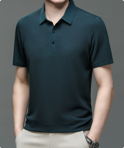 Herren Polohemd mit Strukturmuster – Eleganter Freizeitstil für Sommer, Sport & Alltag