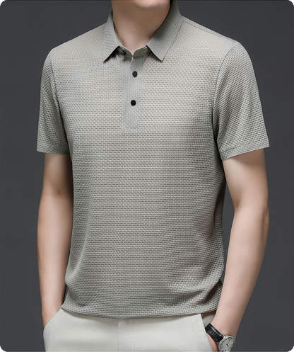Herren Polohemd mit Strukturmuster – Eleganter Freizeitstil für Sommer, Sport & Alltag