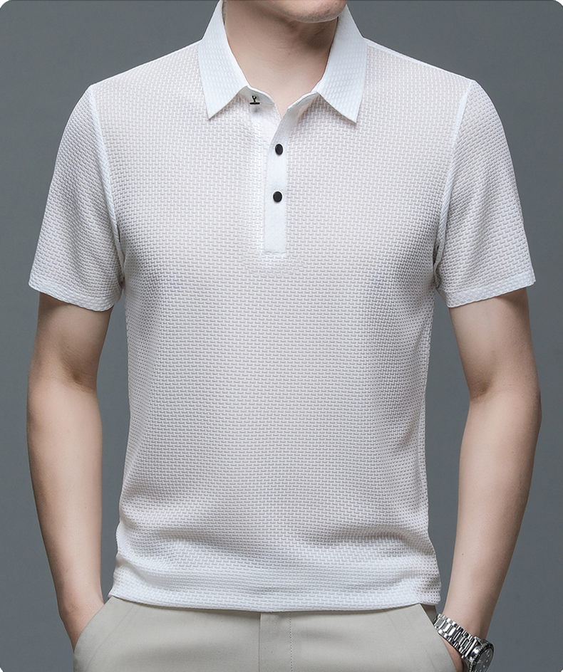 Herren Polohemd mit Strukturmuster – Eleganter Freizeitstil für Sommer, Sport & Alltag