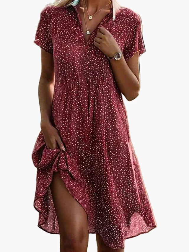 Damen Hemdblusenkleid Kurzarm Freizeitkleid Sommer Midi – Zeitloser Stil für Alltag & Büro