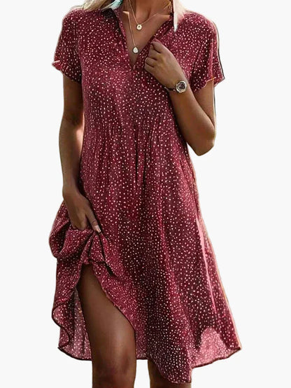 Damen Hemdblusenkleid Kurzarm Freizeitkleid Sommer Midi – Zeitloser Stil für Alltag & Büro