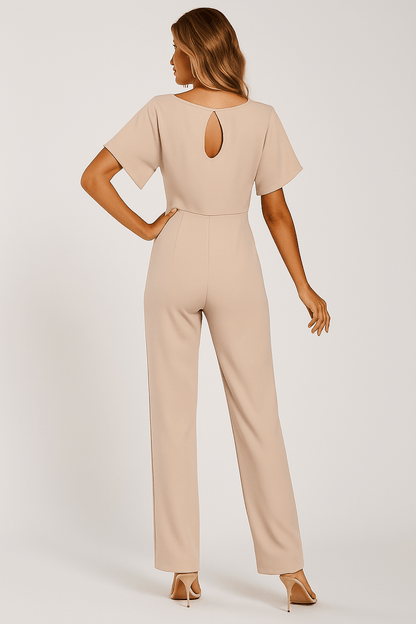 Damen Jumpsuit mit Bindegürtel – Eleganter Einteiler für Alltag und Events