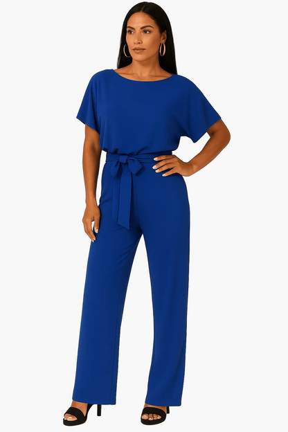 Damen Jumpsuit mit Bindegürtel – Eleganter Einteiler für Alltag und Events