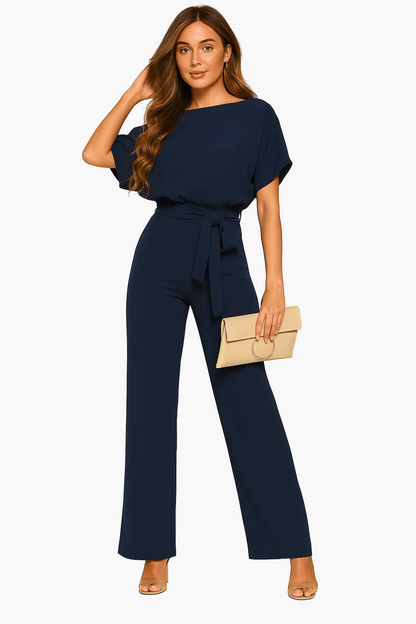 Damen Jumpsuit mit Bindegürtel – Eleganter Einteiler für Alltag und Events