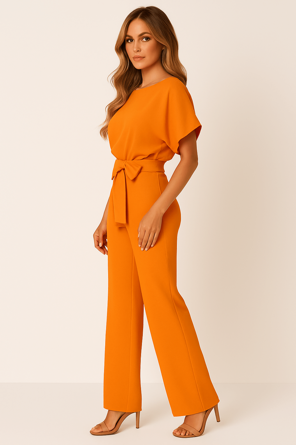 Damen Jumpsuit mit Bindegürtel – Eleganter Einteiler für Alltag und Events