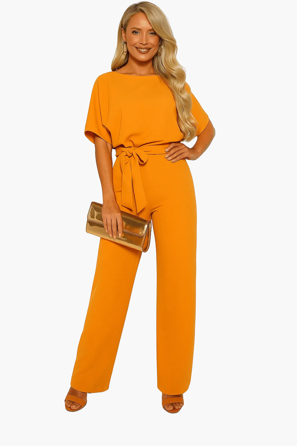 Damen Jumpsuit mit Bindegürtel – Eleganter Einteiler für Alltag und Events