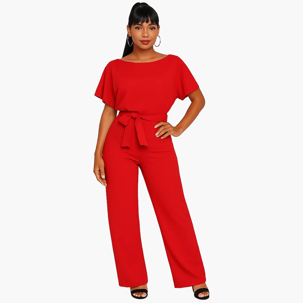 Damen Jumpsuit mit Bindegürtel – Eleganter Einteiler für Alltag und Events