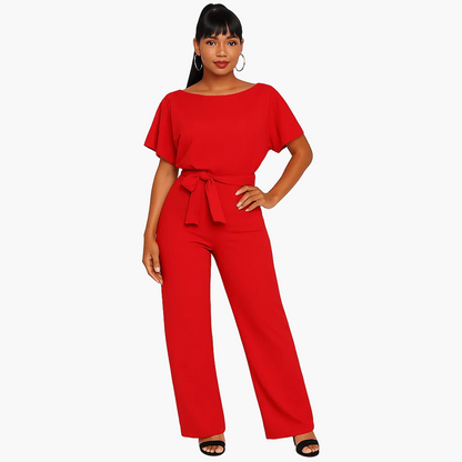 Damen Jumpsuit mit Bindegürtel – Eleganter Einteiler für Alltag und Events