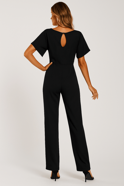 Damen Jumpsuit mit Bindegürtel – Eleganter Einteiler für Alltag und Events
