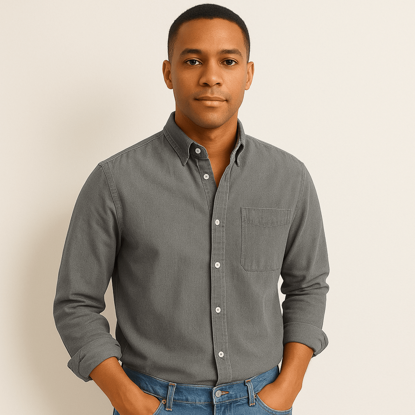 Herren Langarm Business-Freizeithemd – Klassischer Stil für Büro und Alltag