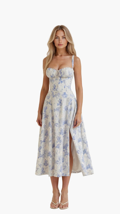 Damen Midikleid mit Korsett-Detail – Elegantes Kleid im femininen Stil für besondere Anlässe