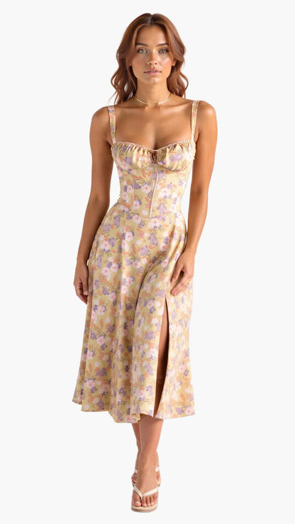 Damen Midikleid mit Korsett-Detail – Elegantes Kleid im femininen Stil für besondere Anlässe