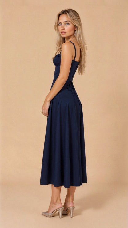 Damen Midikleid mit Korsett-Detail – Elegantes Kleid im femininen Stil für besondere Anlässe