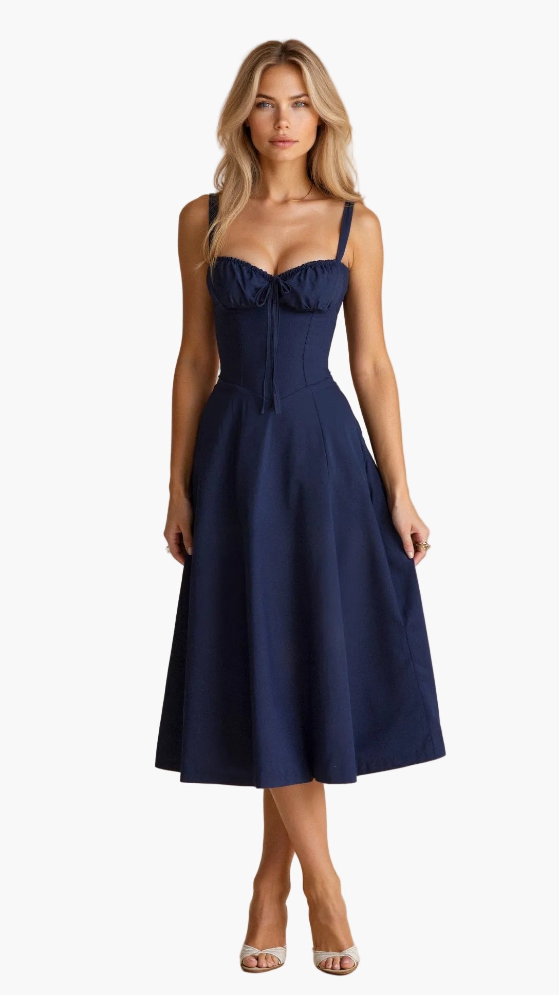 Damen Midikleid mit Korsett-Detail – Elegantes Kleid im femininen Stil für besondere Anlässe