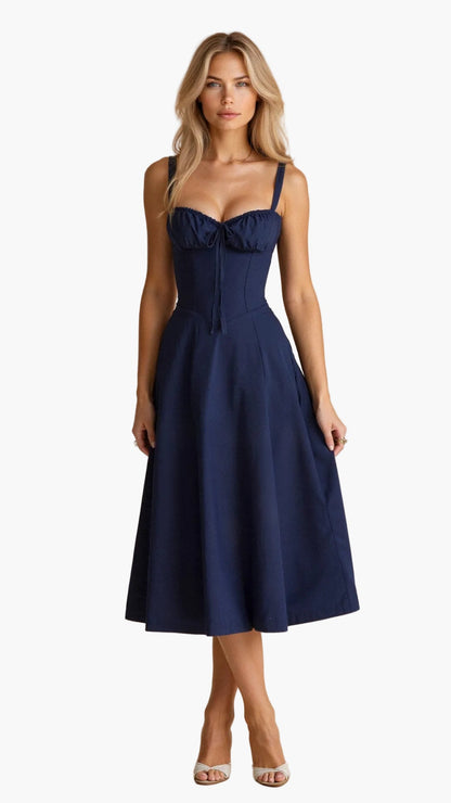 Damen Midikleid mit Korsett-Detail – Elegantes Kleid im femininen Stil für besondere Anlässe