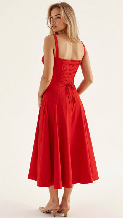 Damen Midikleid mit Korsett-Detail – Elegantes Kleid im femininen Stil für besondere Anlässe