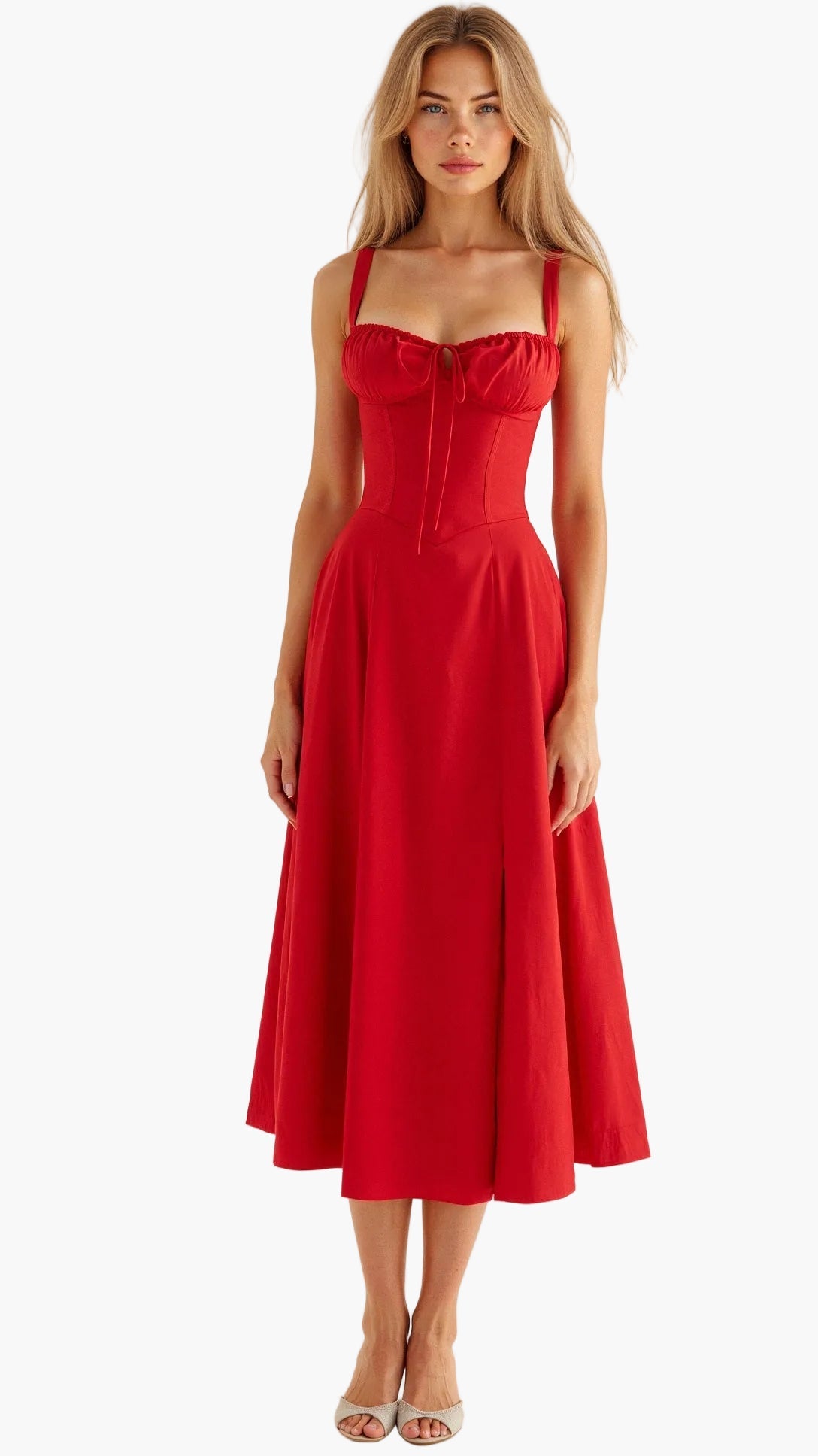 Damen Midikleid mit Korsett-Detail – Elegantes Kleid im femininen Stil für besondere Anlässe