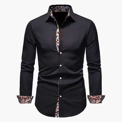 Herren Langarmhemd Modern Elegant Business Freizeithemd mit Akzentmuster
