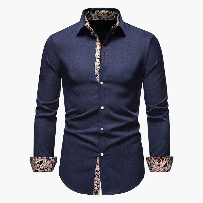 Herren Langarmhemd Modern Elegant Business Freizeithemd mit Akzentmuster