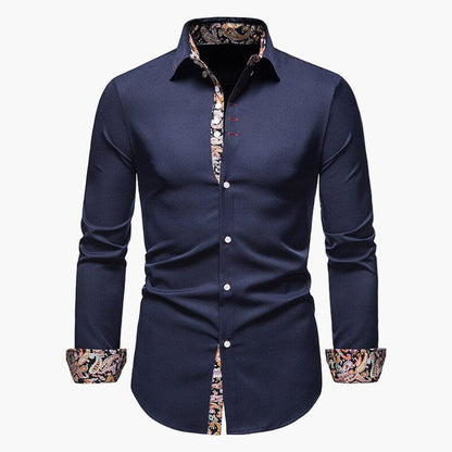 Herren Langarmhemd Modern Elegant Business Freizeithemd mit Akzentmuster