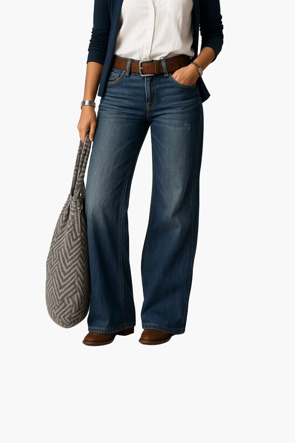Damen Weitbein-Jeans im Casual-Stil – Lässige Alltagsjeans mit bequemem Schnitt