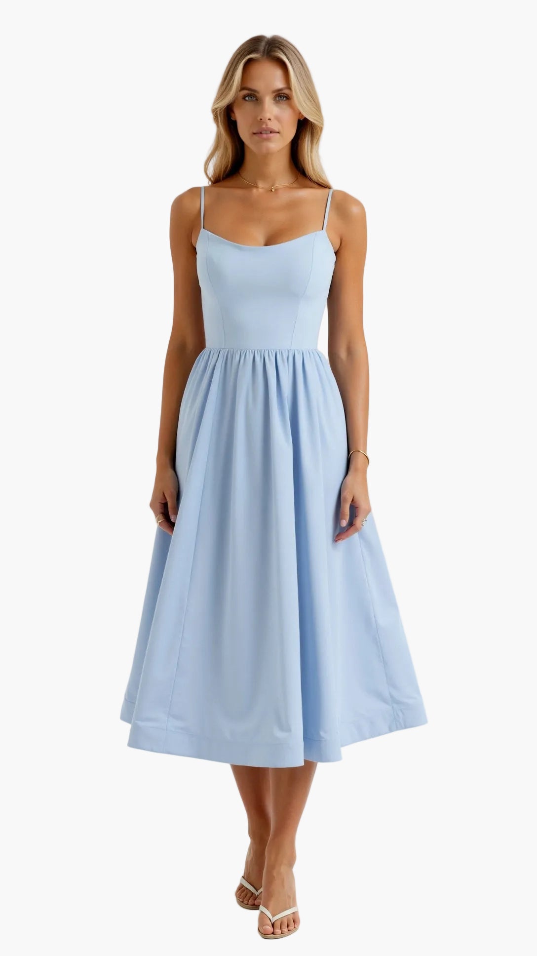 Damen Midikleid mit Spaghettiträgern – Femininer Sommer-Look für besondere Anlässe