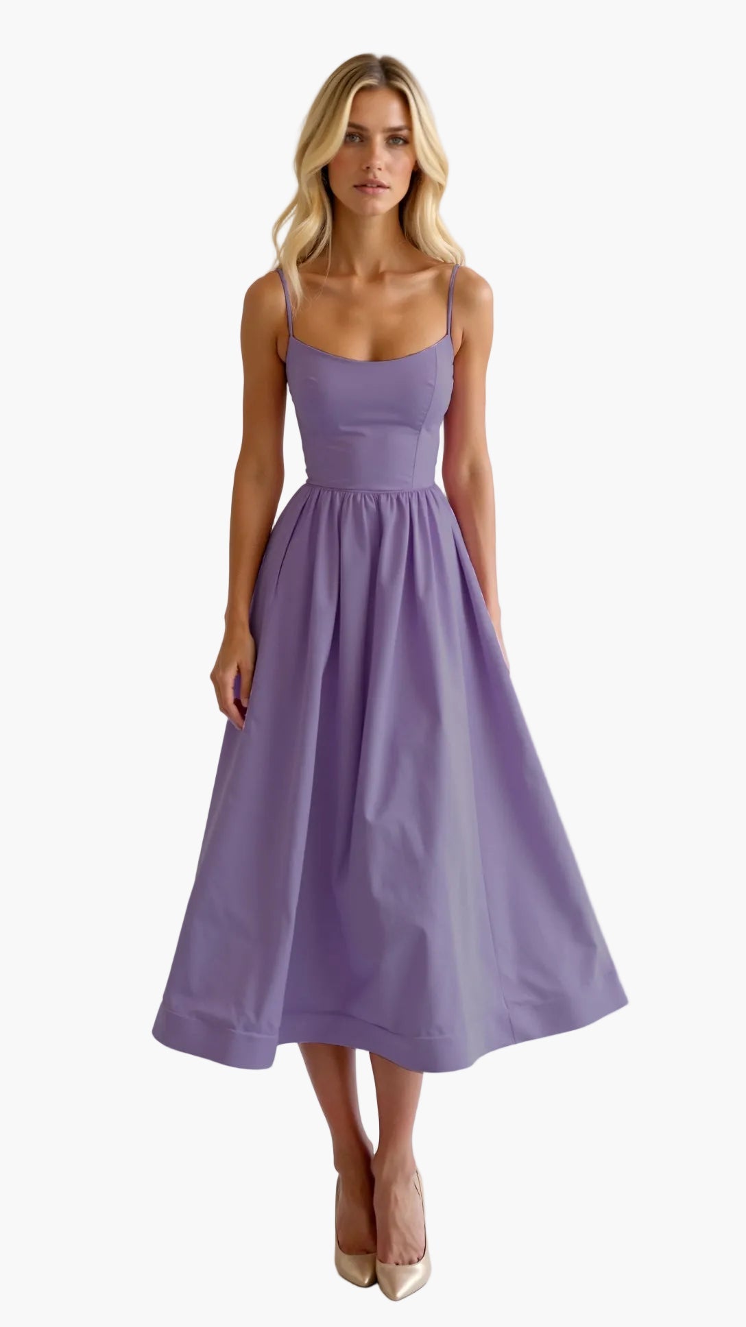 Damen Midikleid mit Spaghettiträgern – Femininer Sommer-Look für besondere Anlässe