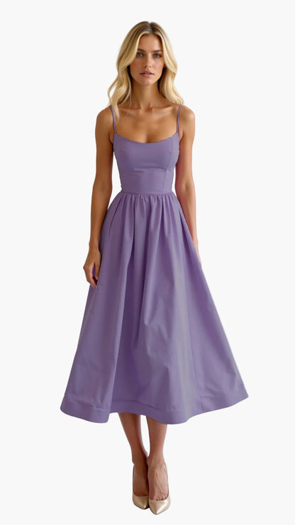 Damen Midikleid mit Spaghettiträgern – Femininer Sommer-Look für besondere Anlässe