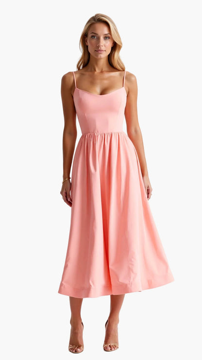 Damen Midikleid mit Spaghettiträgern – Femininer Sommer-Look für besondere Anlässe