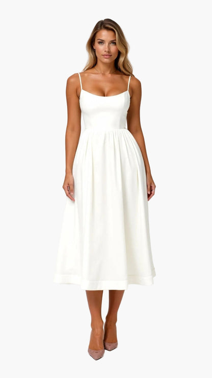 Damen Midikleid mit Spaghettiträgern – Femininer Sommer-Look für besondere Anlässe