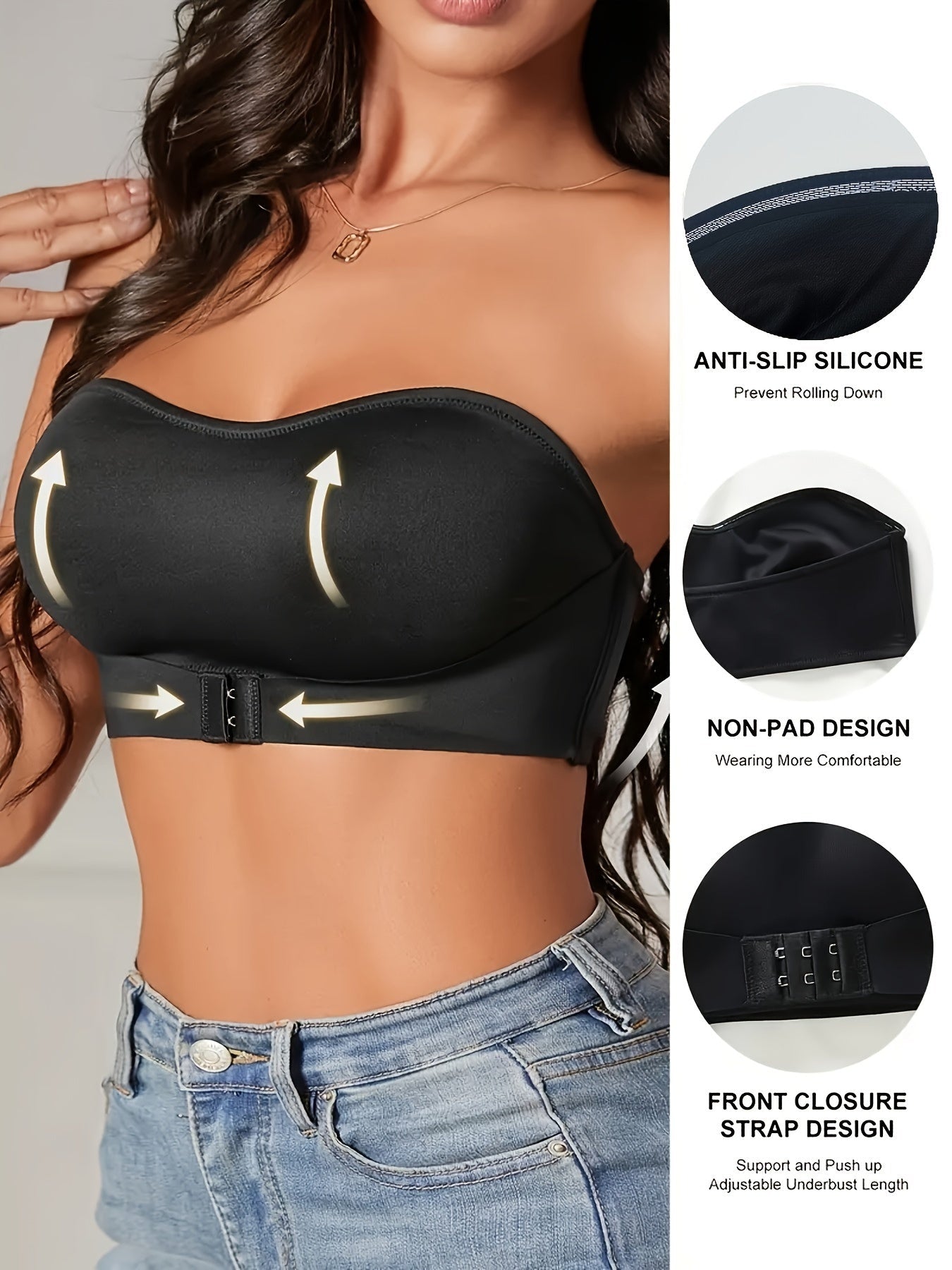 Damen Nahtloser Bandeau BH mit Transparenten Trägern – Sportlicher Komfort für Alltag & Training