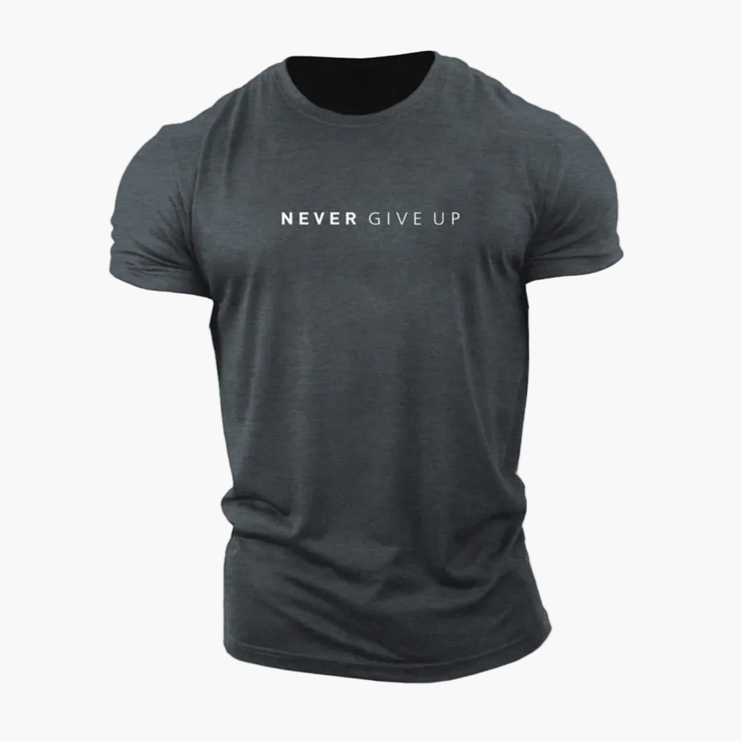 Herren Motivations-T-Shirt NEVER GIVE UP – Sport & Freizeit, Modernes Statement-Shirt