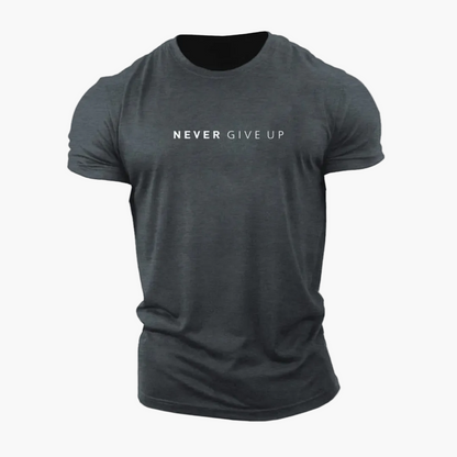 Herren Motivations-T-Shirt NEVER GIVE UP – Sport & Freizeit, Modernes Statement-Shirt