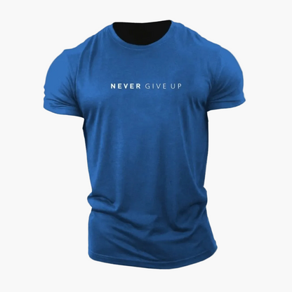 Herren Motivations-T-Shirt NEVER GIVE UP – Sport & Freizeit, Modernes Statement-Shirt