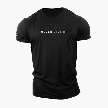 Herren Motivations-T-Shirt NEVER GIVE UP – Sport & Freizeit, Modernes Statement-Shirt