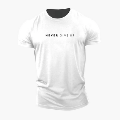 Herren Motivations-T-Shirt NEVER GIVE UP – Sport & Freizeit, Modernes Statement-Shirt