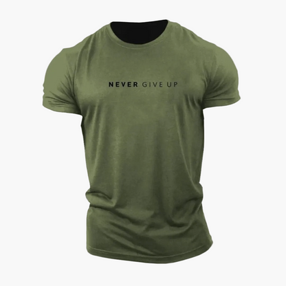 Herren Motivations-T-Shirt NEVER GIVE UP – Sport & Freizeit, Modernes Statement-Shirt